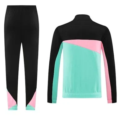 24-25 Man City black with green and pink stripe full zipper jacket tracksuit
