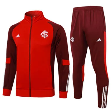 A734# 2024/25 Brazil Internacional red with dark red full zipper jacket tracksuit