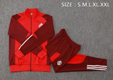 A734# 2024/25 Brazil Internacional red with dark red full zipper jacket tracksuit