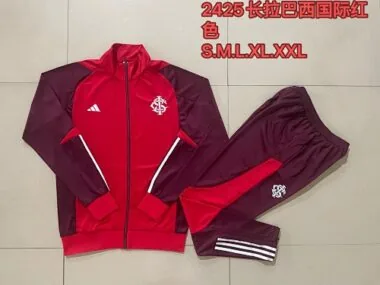 A734# 2024/25 Brazil Internacional red with dark red full zipper jacket tracksuit