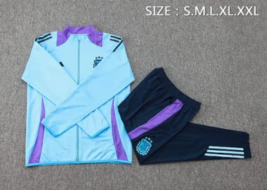 A733# 2024/25 Argentina light blue with purple full zipper jacket tracksuit