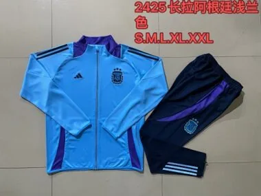 A733# 2024/25 Argentina light blue with purple full zipper jacket tracksuit