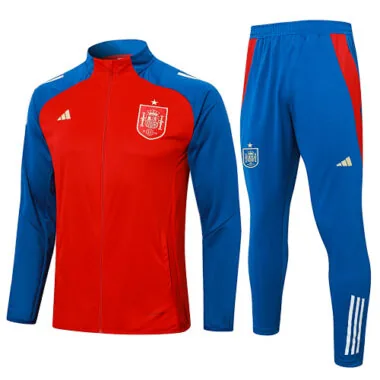 A732# 2024/25 Spain red with blue full zipper jacket tracksuit