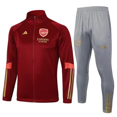 A710# 23-24 Arsenal dark red with gray pants soccer jacket tracksuit size S-2XL