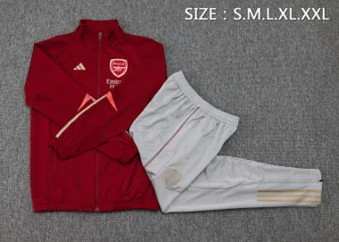 A710# 23-24 Arsenal dark red with gray pants soccer jacket tracksuit size S-2XL