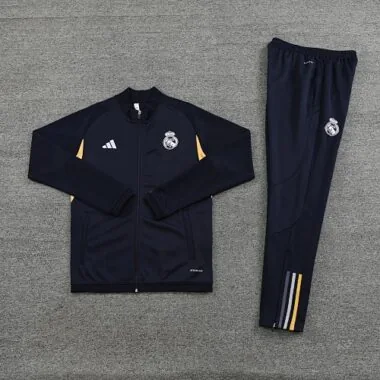 23-24 Real Madrid navy blue with yellow stripe soccer jacket tracksuit size S-2XL