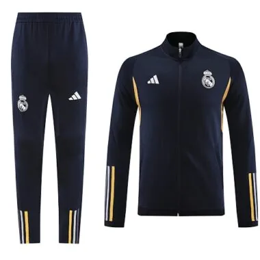 23-24 Real Madrid navy blue with yellow stripe soccer jacket tracksuit size S-2XL