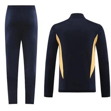 23-24 Real Madrid navy blue with yellow stripe soccer jacket tracksuit size S-2XL