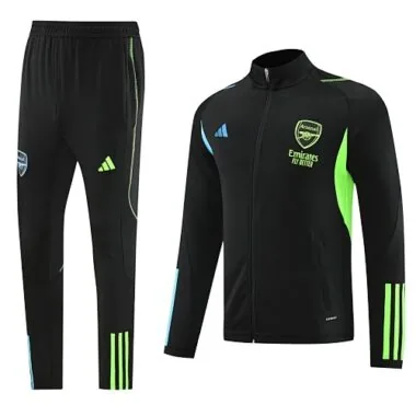23-24 Arsenal black with green and blue stripe soccer jacket tracksuit size S-2XL