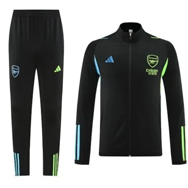 23-24 Arsenal black with green and blue stripe soccer jacket tracksuit size S-2XL