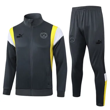 A702# 23-24 Dortmund gray with yellow and white soccer jacket tracksuit size S-2XL