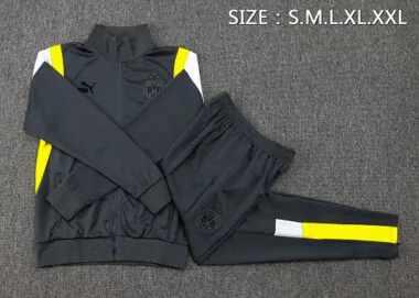 A702# 23-24 Dortmund gray with yellow and white soccer jacket tracksuit size S-2XL