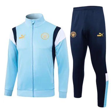 A701# 23-24 Man City light blue with navy blue and white soccer jacket tracksuit size S-2XL