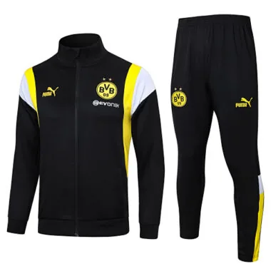 A698# 23-24 Dortmund black with yellow and white soccer jacket tracksuit size S-2XL