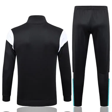 A690# 23-24 Marseille black with blue and white stripe soccer jacket tracksuit size S-2XL