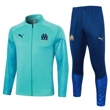A689# 23-24 Marseille lake blue with navy blue soccer jacket tracksuit size S-2XL