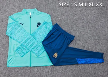 A689# 23-24 Marseille lake blue with navy blue soccer jacket tracksuit size S-2XL
