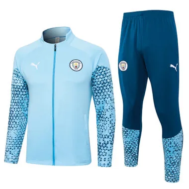 A687# 23-24 Man City light blue with navy blue pants soccer jacket tracksuit size S-2XL
