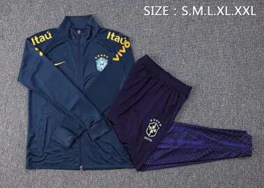 A619# 2022/23 Brazil navy blue full zipper jacket tracksuit size S~2XL