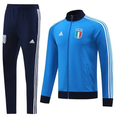 2022 Italy sky blue with navy blue stripe full zipper jacket tracksuit size S~2XL