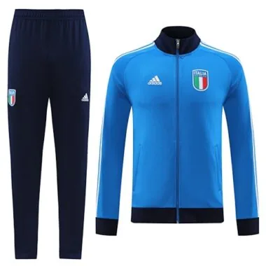 2022 Italy sky blue with navy blue stripe full zipper jacket tracksuit size S~2XL