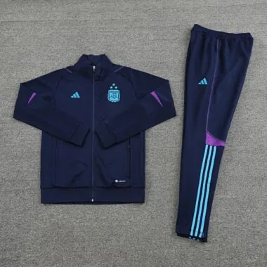 3 stars 22-23 Argentina navy blue full zipper jacket tracksuit size S~2XL