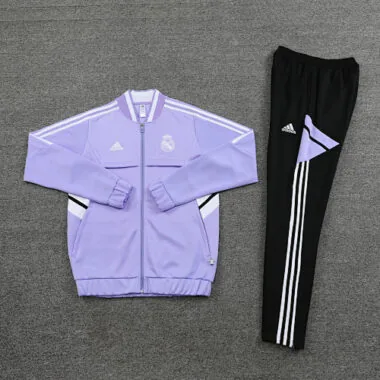 22-23 Real Madrid purple with white stripe collar full zipper jacket tracksuit size S~2XL