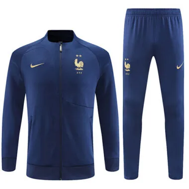 2022 France navy blue full zipper jacket tracksuit size S~2XL