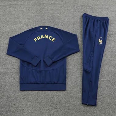 2022 France navy blue full zipper jacket tracksuit size S~2XL
