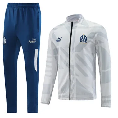 2022/23 Marseille white with gray full zipper jacket tracksuit size S~2XL