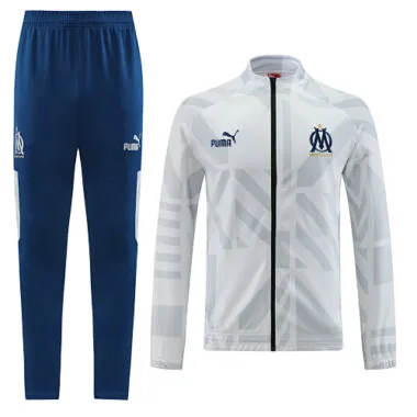 2022/23 Marseille white with gray full zipper jacket tracksuit size S~2XL
