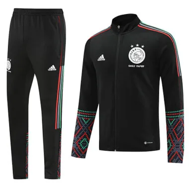 22-23 Ajax black with 3 colors stripes full zipper jacket tracksuit size S~2XL