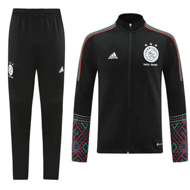 22-23 Ajax black with 3 colors stripes full zipper jacket tracksuit size S~2XL