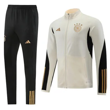 22-23 Germany white with black stripe full zipper jacket tracksuit size S-2XL