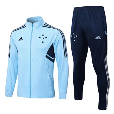 A595# 22-23 Cruzeiro light blue with navy blue stripe jacket tracksuit size S-2XL