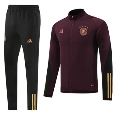 22-23 Germany dark red with black full zipper jacket tracksuit size S~2XL