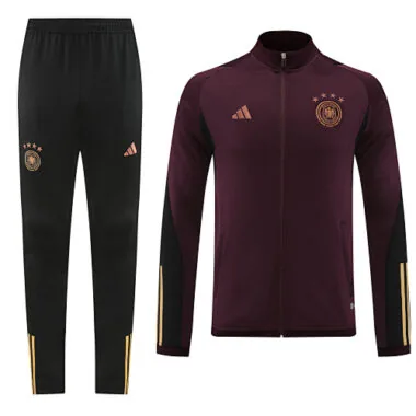 22-23 Germany dark red with black full zipper jacket tracksuit size S~2XL