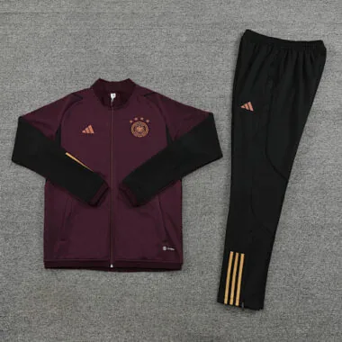 22-23 Germany dark red with black full zipper jacket tracksuit size S~2XL