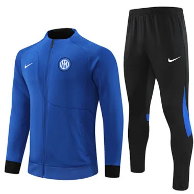 22-23 Inter color blue with black stripe full zipper jacket tracksuit