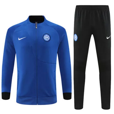 2022/23 Inter color blue with black stripe full zipper jacket tracksuit