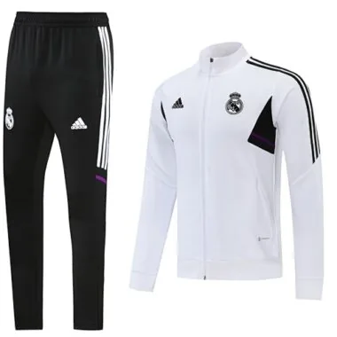 22-23 Real Madrid white with black full zipper jacket tracksuit size S~2XL