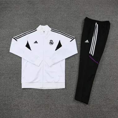 22-23 Real Madrid white with black full zipper jacket tracksuit size S~2XL