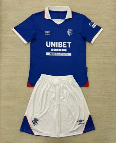 25-26 Kids Rangers Home Kit Cheap Football Jersey Wholesale Yupoo