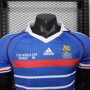 Equipamento de casa da seleção francesa de 1998, estilo retro, para o Mundial – Camisola de futebol barata, venda por grosso na Yupoo