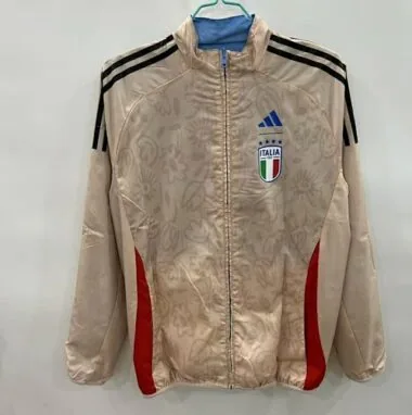 2025/26 Italy Blue&Beige Trench Coat Reversible Windbreaker Double-Sides Jacket