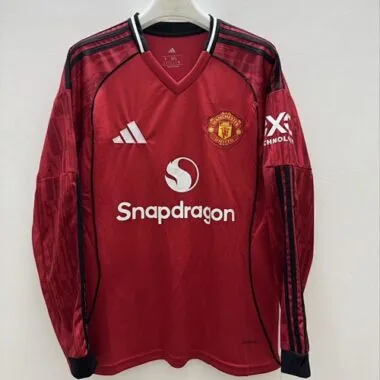 25-26 Manchester United Home Long Sleeve Kit S-4XL Cheap Football Jersey Wholesale Yupoo