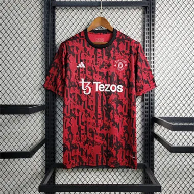 23-24 Manchester United Red Black Training Suit Size S-XXL