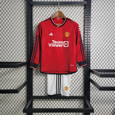 23-24 Kids Manchester United Home Long Sleeve Size 16-28