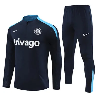 24-25 Chelsea Long Sleeve Tracksuit Navy Training Suits