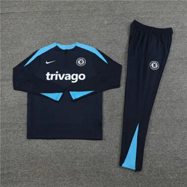 24-25 Chelsea Long Sleeve Tracksuit Navy Training Suits